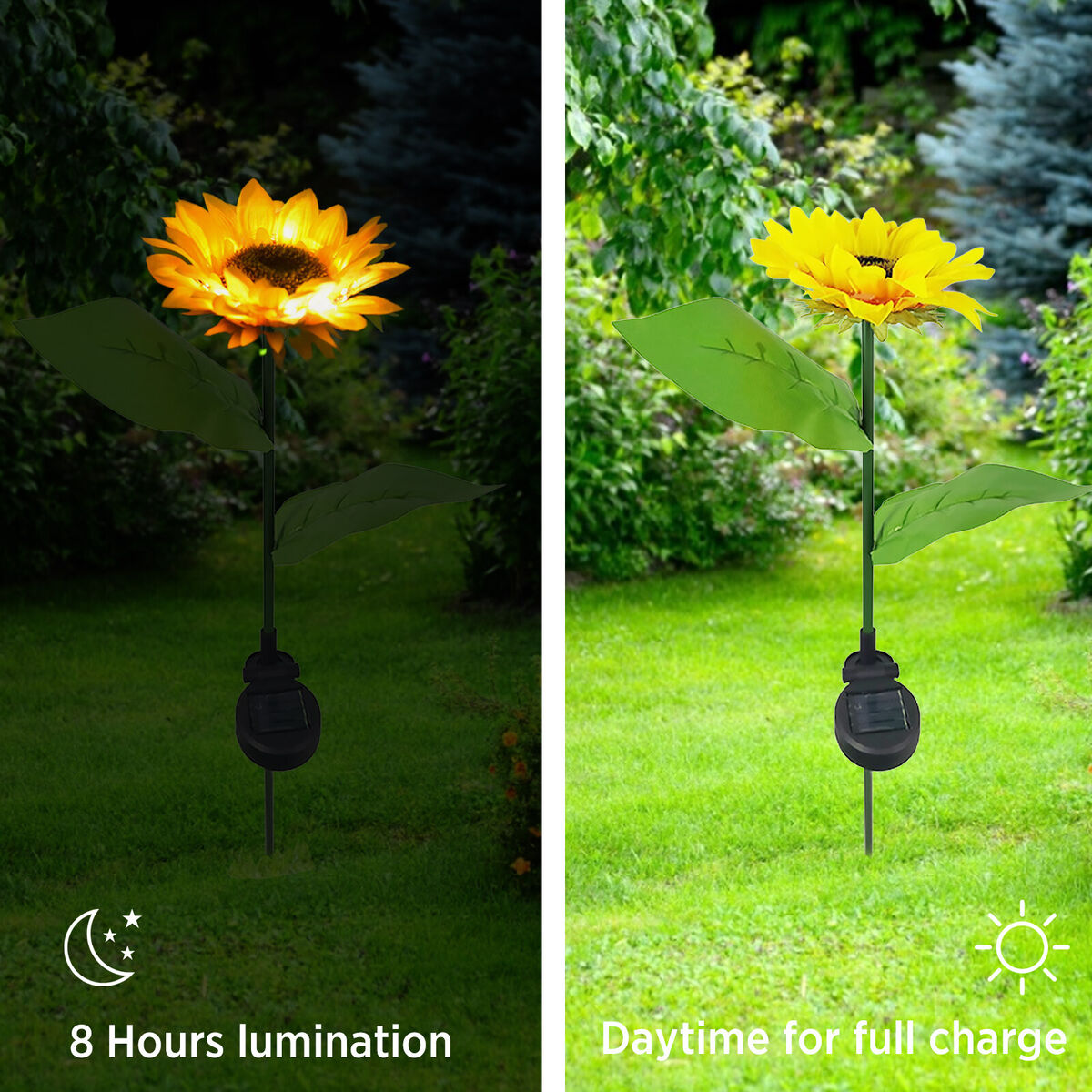 2 Packs Solar Sunflower Lights, Waterproof LED Garden Lamp, for Lawn, Yard