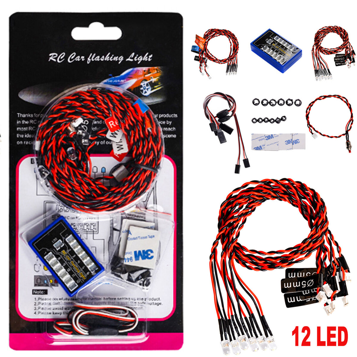 12 LED Flashing Light for HSP TAMIYA CC01 4WD Axial SCX10 RC Drift Car Truck