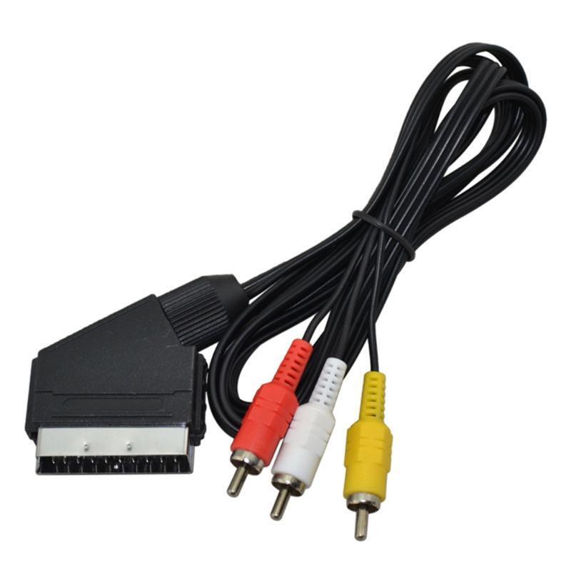 High Quality 1.8m/6Feet RGB Scart To 3 RCA Audio Video Cable For NES For FC