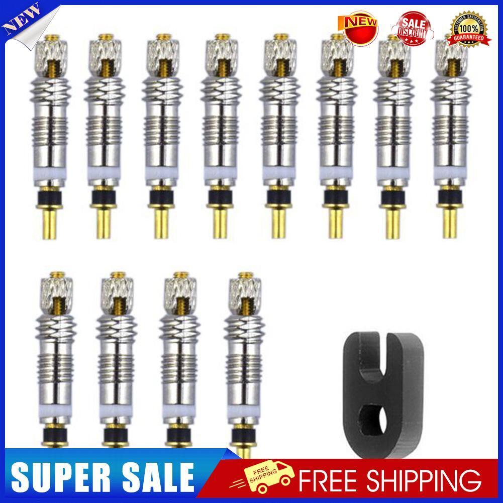 12pcs Brass Presta MTB Road Bike Bicycle Tire Valve Core + Removal Tool