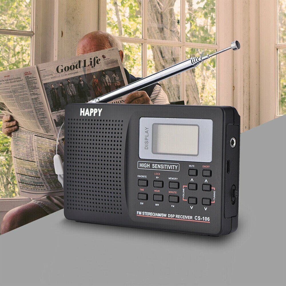 AM FM SW MW LW Digital Display MultiBand Pocket World Radio Alarm Clock Gift