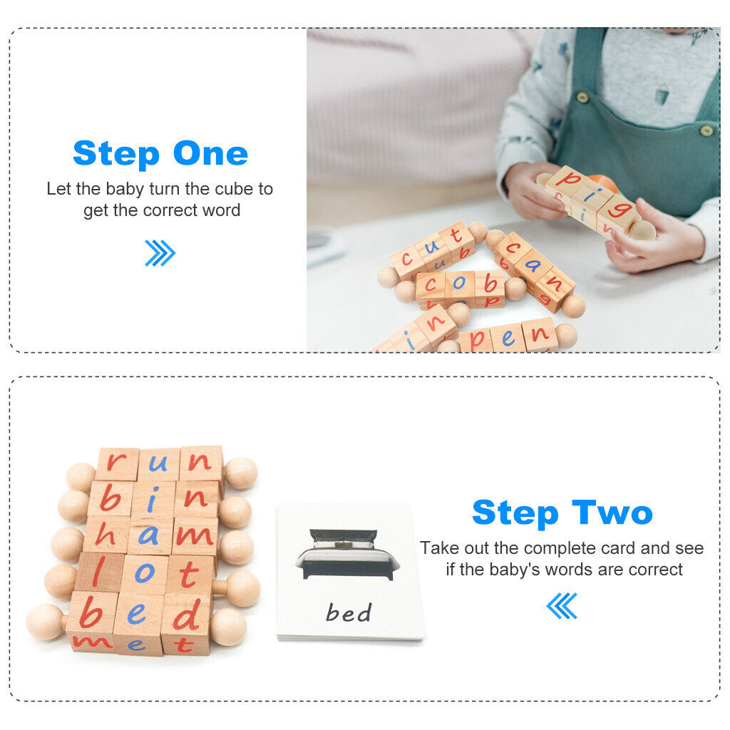 Phonetic Reading Blocks & 52 Cards - Montessori Materials  Learning