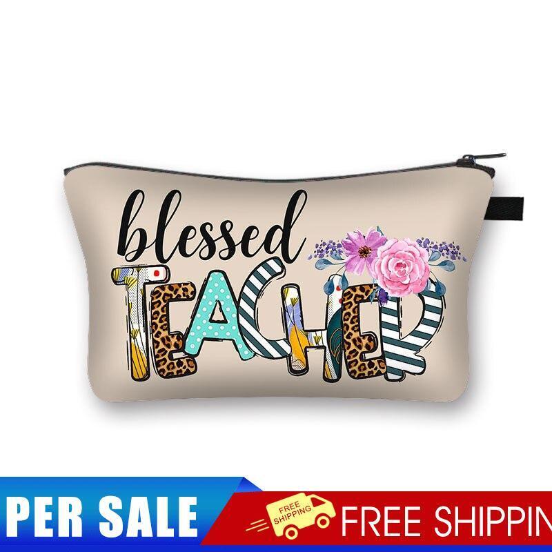 Flower letters Printed Hand Hold Travel Storage Cosmetic Bag Toiletry Bag