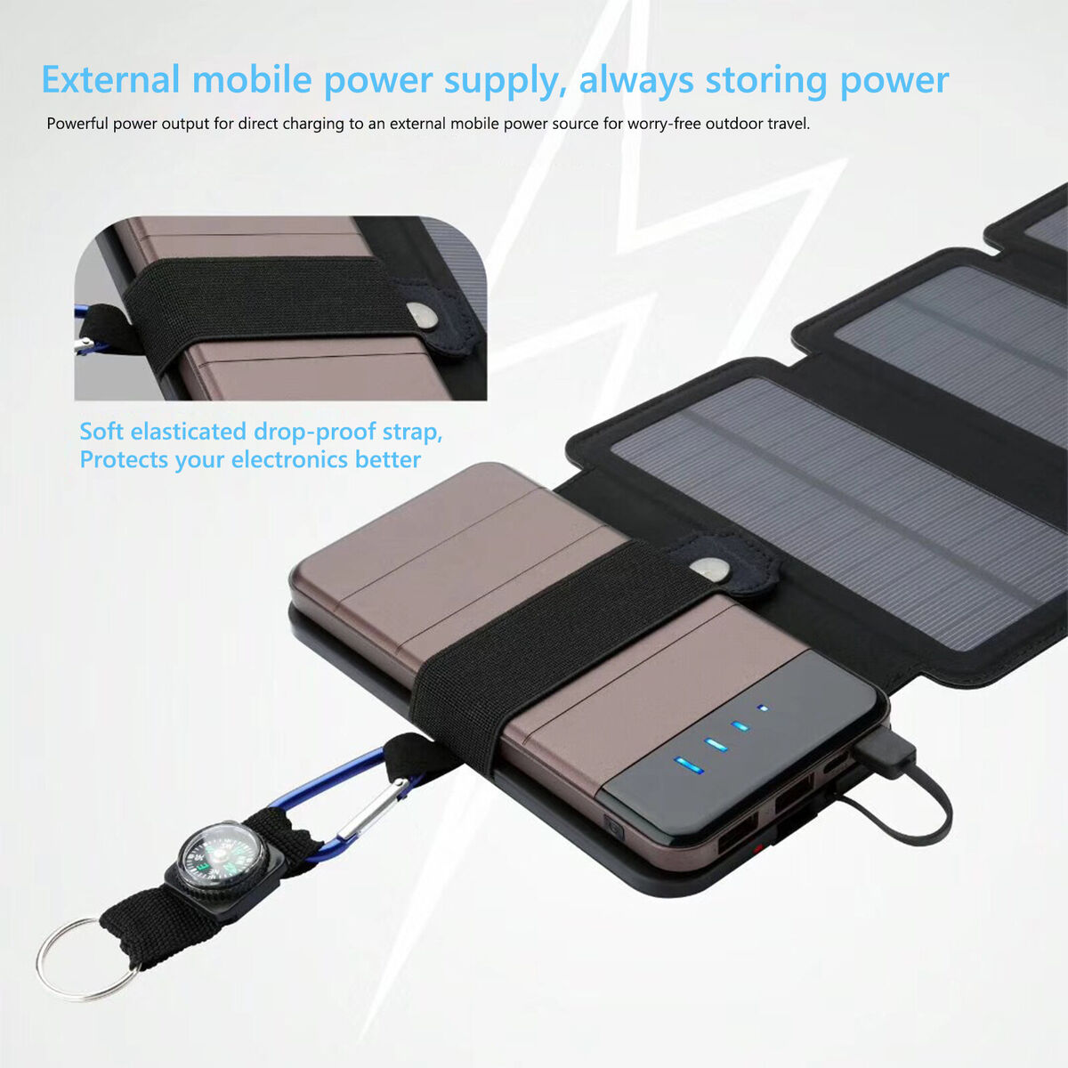 20W Folding Solar Cells Charger Outdoor 5V Solar Panels for Phone Charging