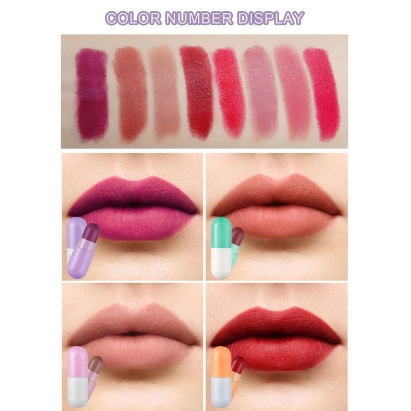 Mini Lipstick Set Waterproof Capsules Lipstick, Pill Shaped Lipstick,Lip Gloss