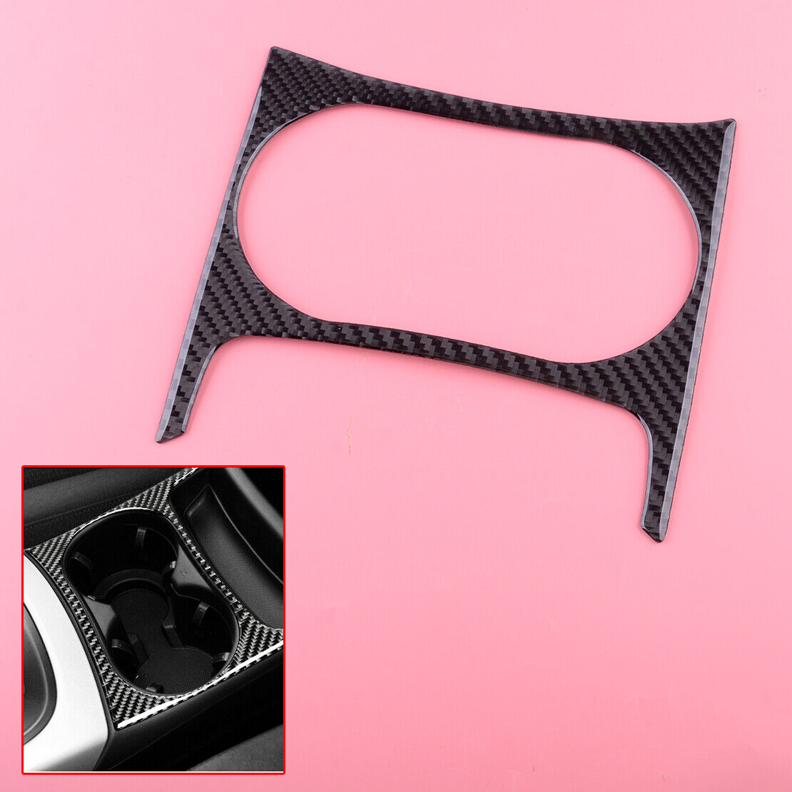 Carbon Fiber Interior Water Cup Holder Frame Cover Fit For Audi Q5 SQ5