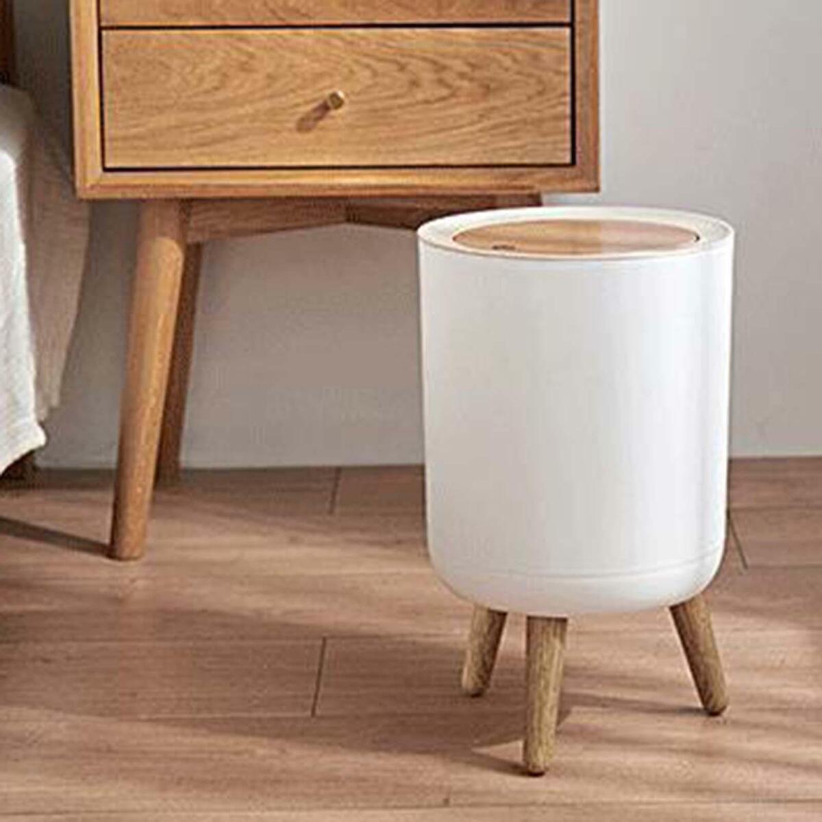 Fashion  Trash Can Press Lid High Foot Bedroom Toilet  Waste Bin