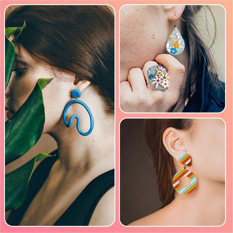 17 Shapes Clay Cutters with Earring Hooks Earplugs for Earring Jewelry Making