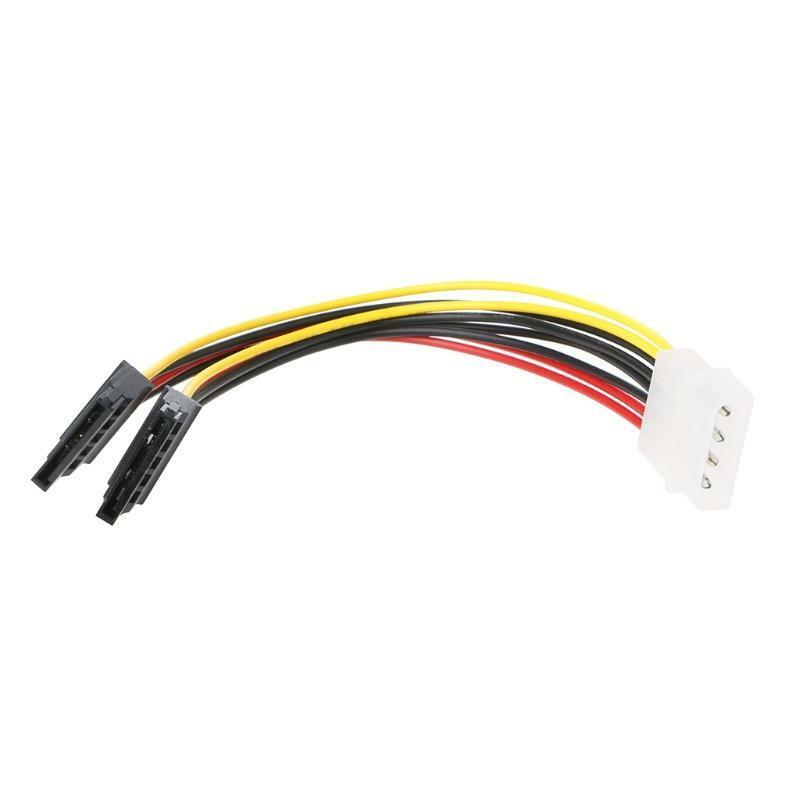 Molex 4Pin Male To 2X Serial ATA 15Pin Female Y Splitter ATA Power Cable 15cm