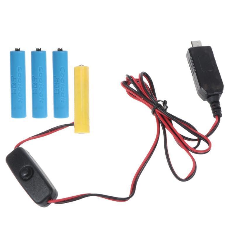USB C to AAA (LR3 AM4) Battery Eliminator with Switch Replace 4 AAA Battery