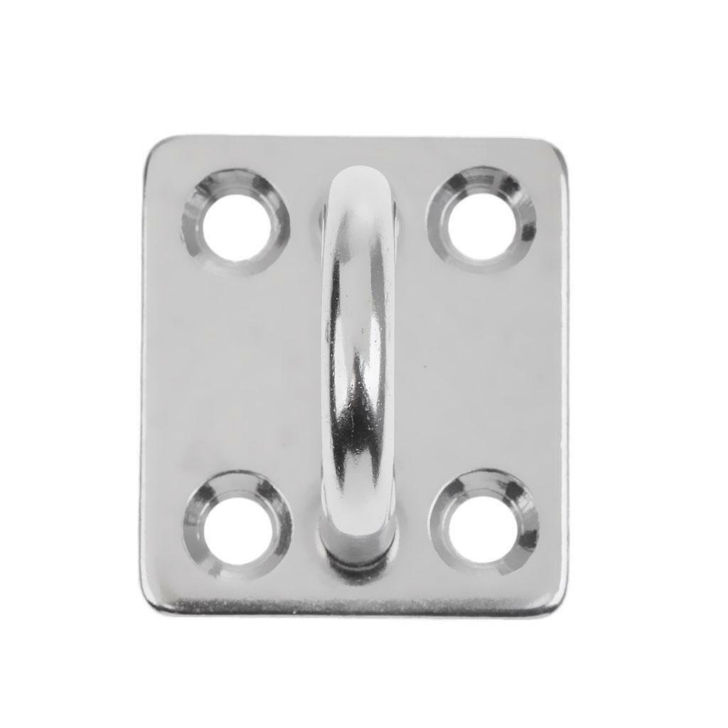 4pcs Heavy Duty 304 Stainless Steel Square Pad Eye Plate Shade Sailboat 6mm