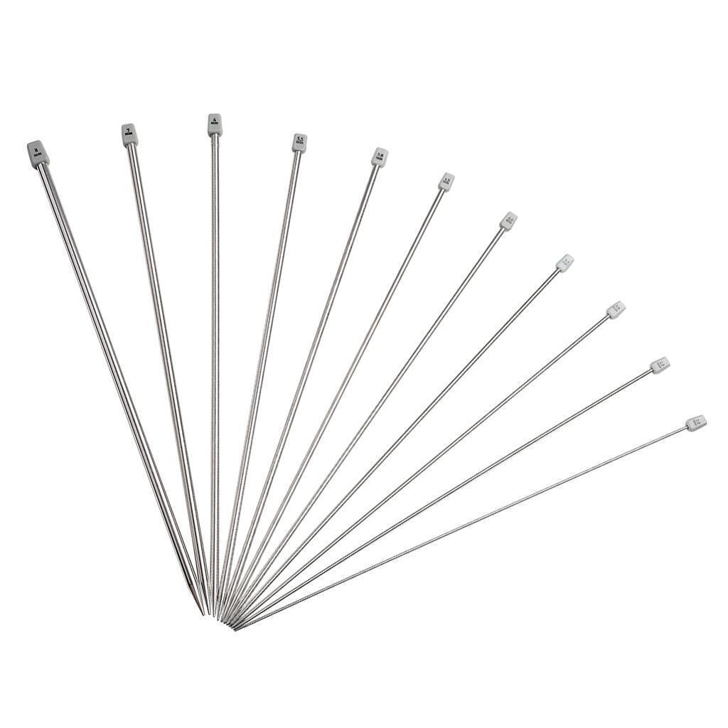 colaxi 11 Pairs Knitting Needles Set 25cm Single Pointed Knitting Needles