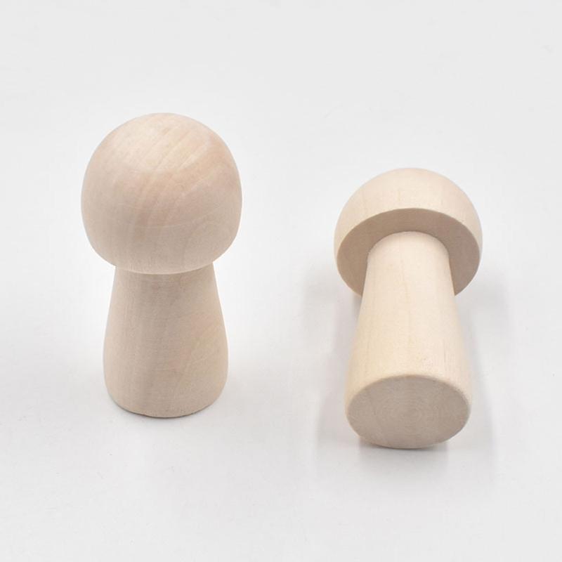Unfinished Wooden Mushroom 5pcs/set Blank Wood Color Small Mushroom