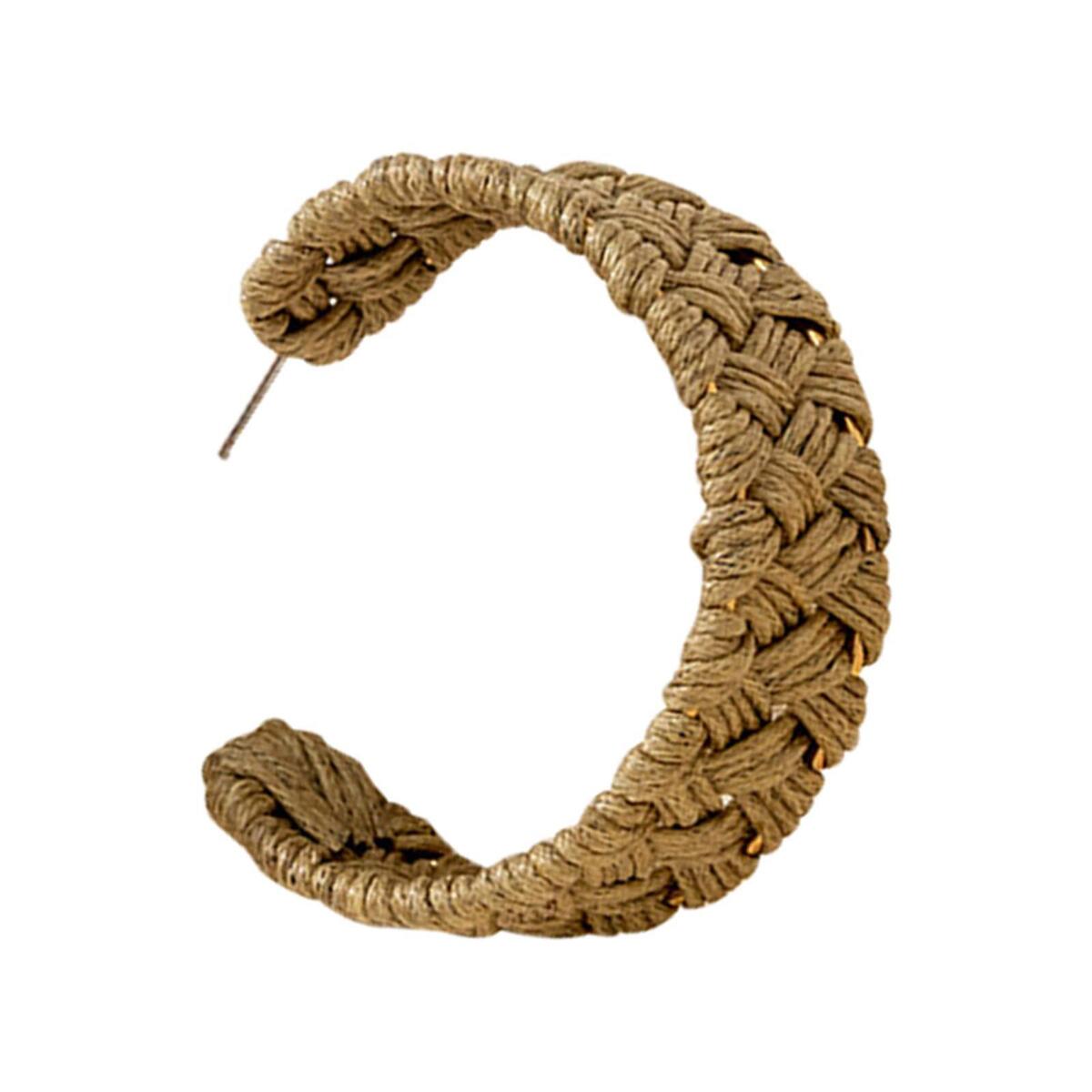 C Shaped Rattan Earrings Weave Hypoallergenic Statement Geometric for