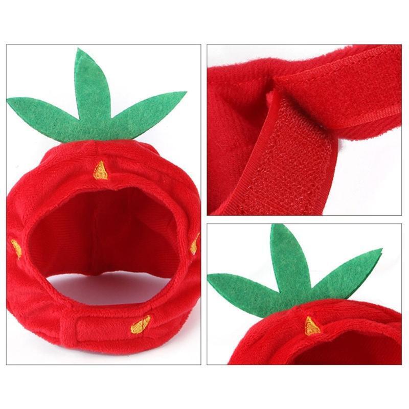 Pet Dog Cat's Hat Funny Cartoon Cute Strawberry Shape Headwear Gift for Home Pet