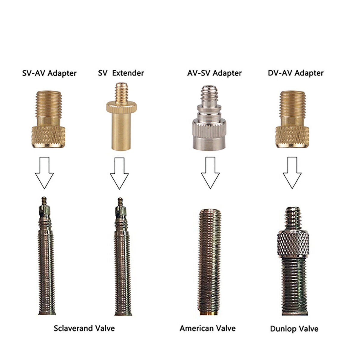 Bicycle Air Valve Adapter Kit Connector Extender Valve Adapter Inflator Tube