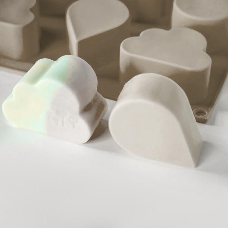 8 Cavities Clouds Raindrops Soap Mold DIY Natural Handmade Soap Silicone Mold