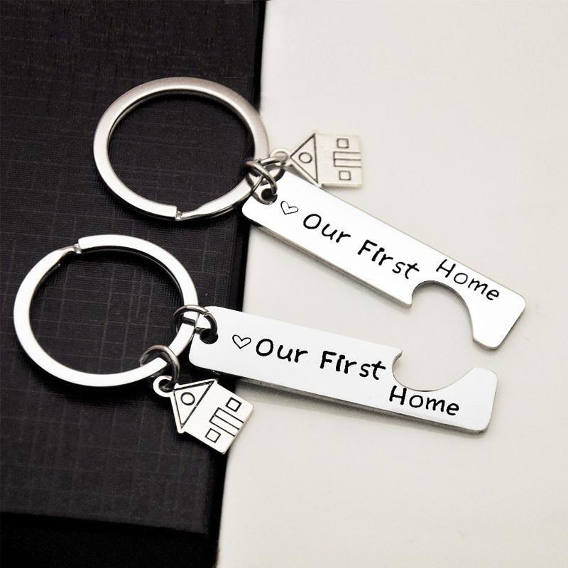 Couple Keychain for House Key Scratch Resistant Our First Home Portable Key Ring