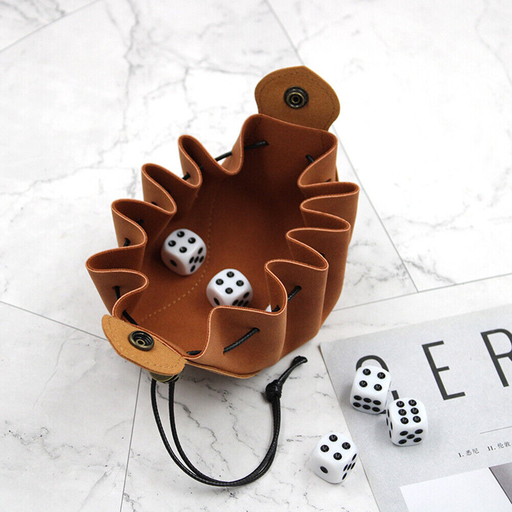 PU Leather Dice Bag Pouch with Drawstring Coin Purse DND Dice Storage Bags
