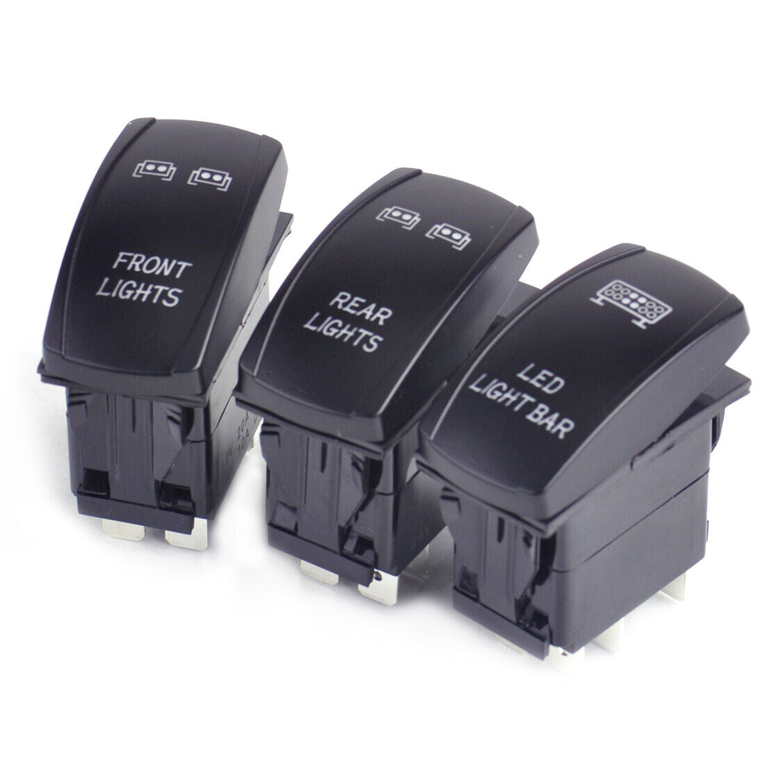 3x Front Rear LED Light Backlit Rocker Switch On-Off fit for Car Boat Truck Li