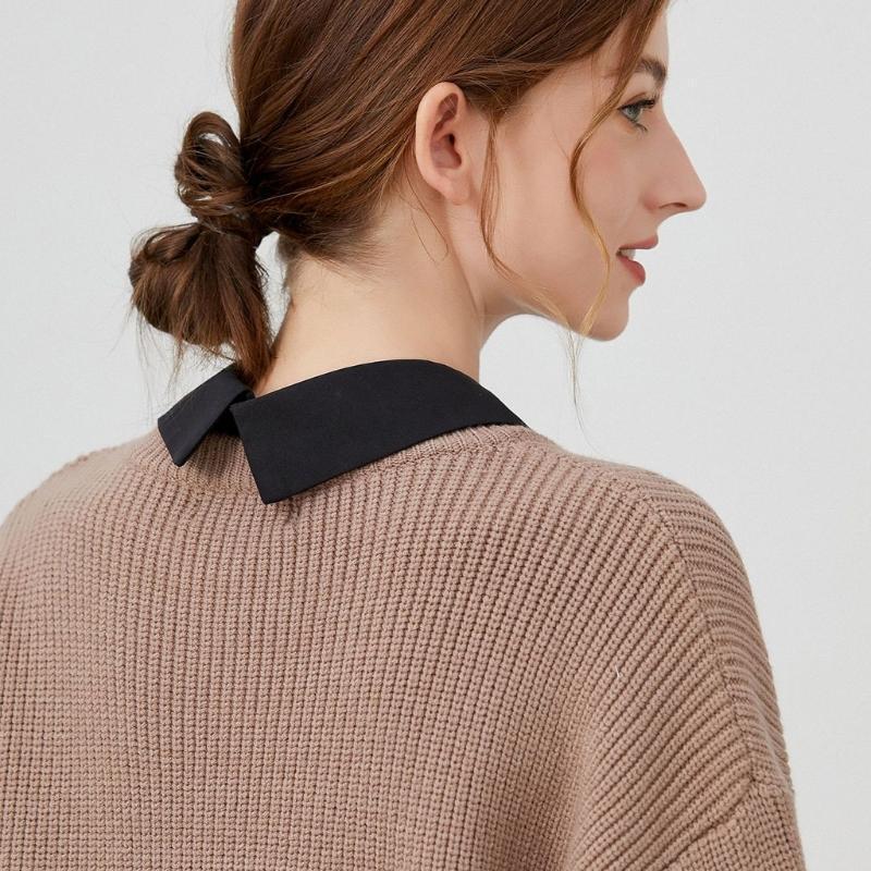 Women Girls Faux False Collar Lady Blouse Detachable Black Lapel Choker Necklace