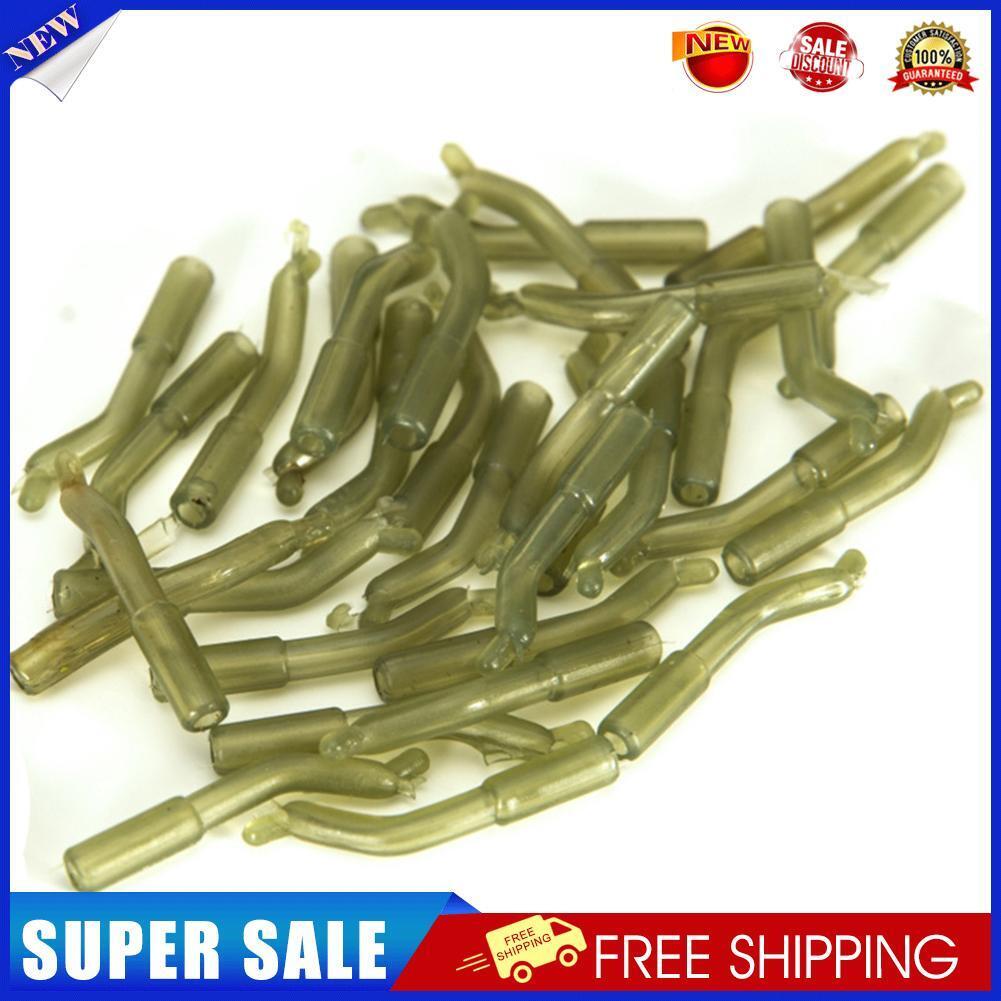 Carp Fishing Hook Sleeve Silicone Hair Rig Aligner Tackles (Green 50pcs)