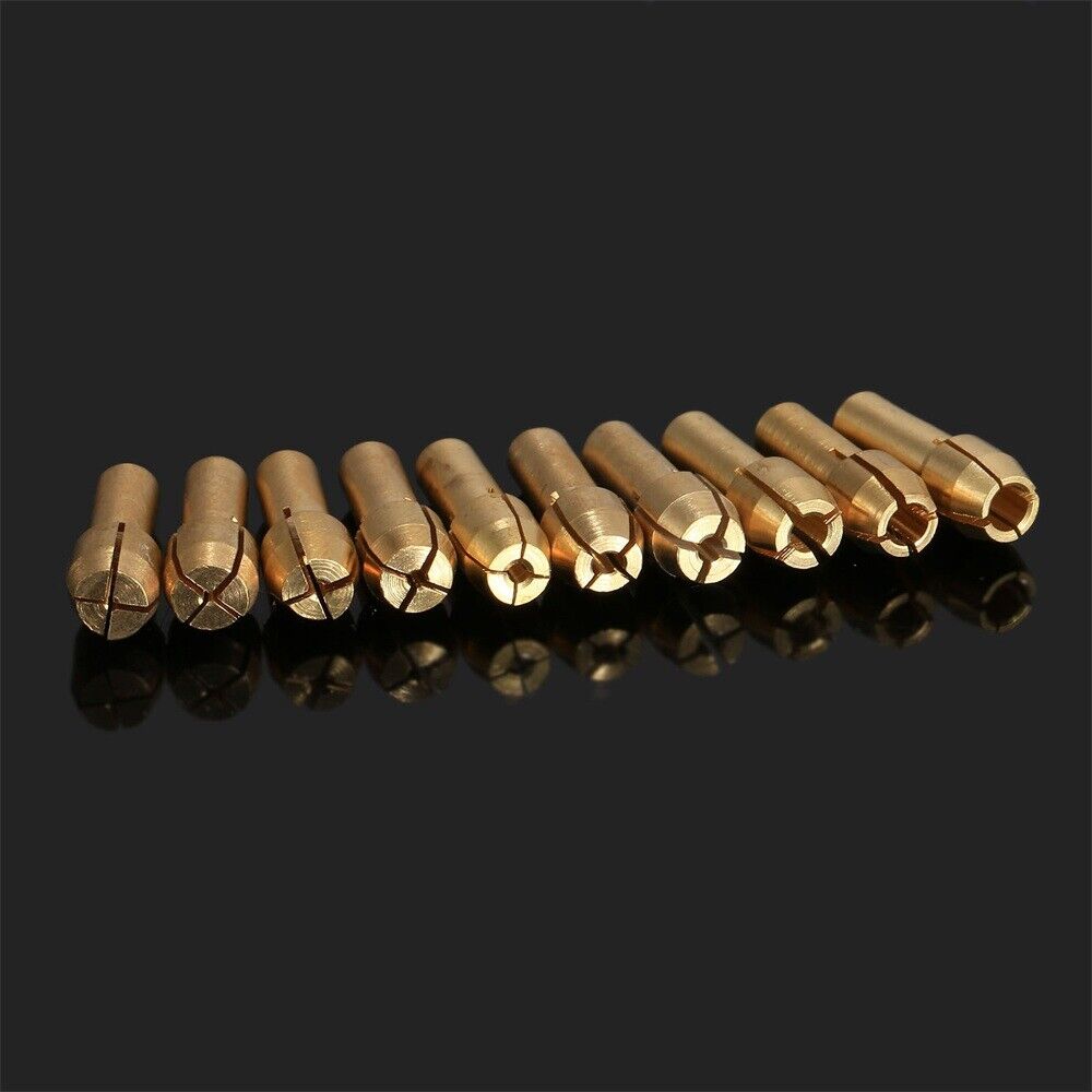10pcs 0.5-3.2mm Brass Collets Chucks 4.8mm Shank Metalworking Power Rotary Tools