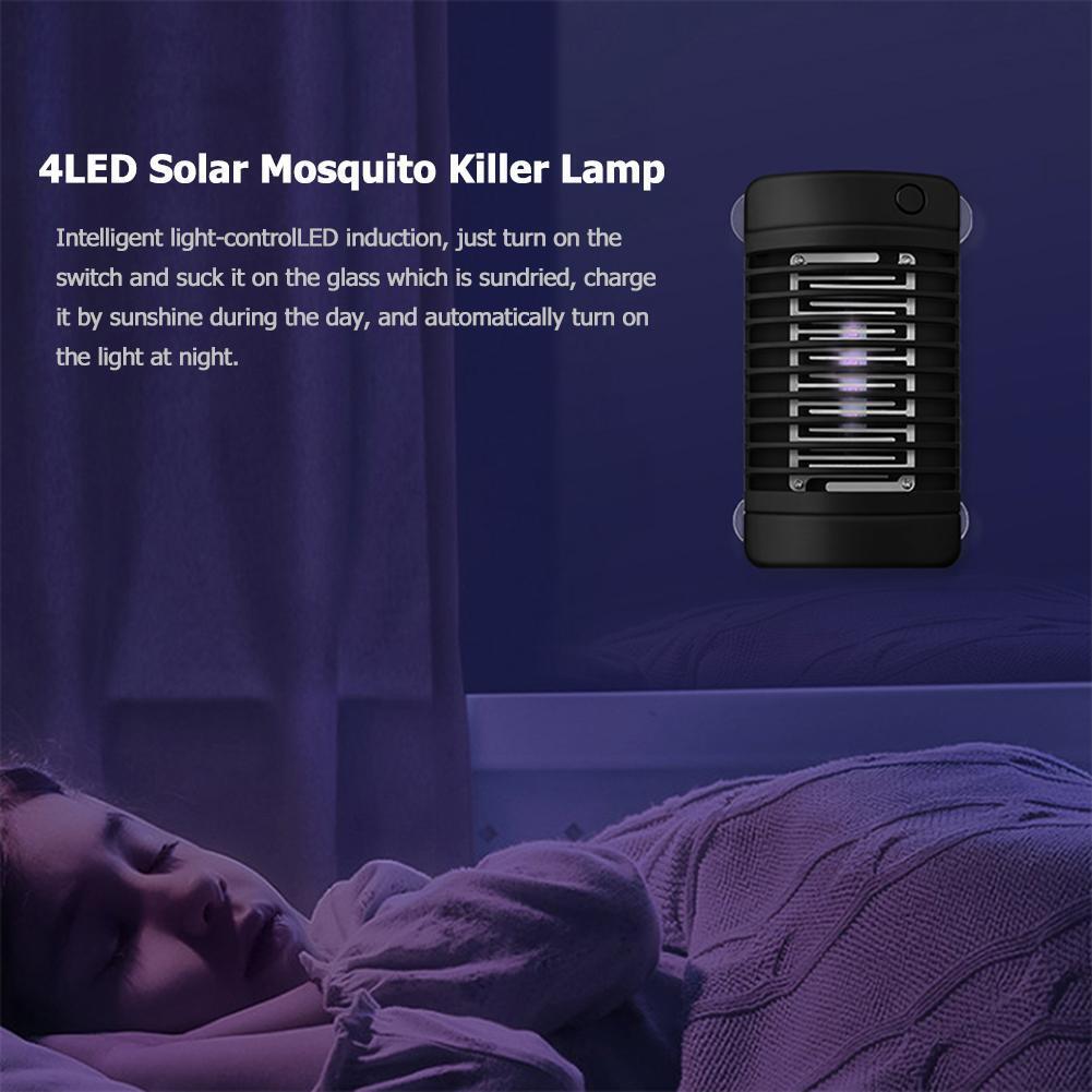 4LED Solar Mosquito Killer Lamp Electric Shock Insect Zapper Fly Trap Light