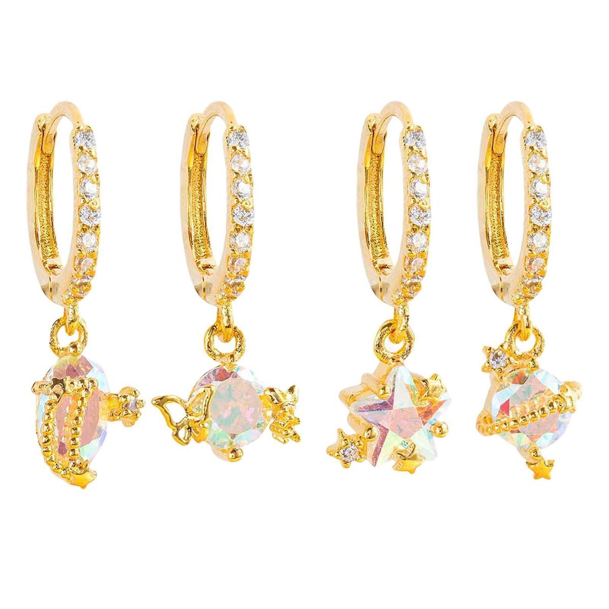 4 Pieces Girls Dangle Earrings Jewelry Valentine Day Anniversary Gift Tiny