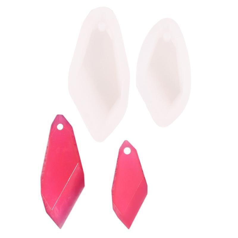 2 Pcs Stone Chips Earrings UV Crystal Epoxy Mold Necklace Pendants Silicone Mold