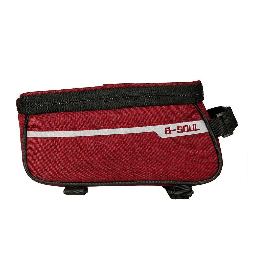 Waterproof Bicycle Front Tube Bag 6in Phone Touch Screen Saddle Bag (Red)