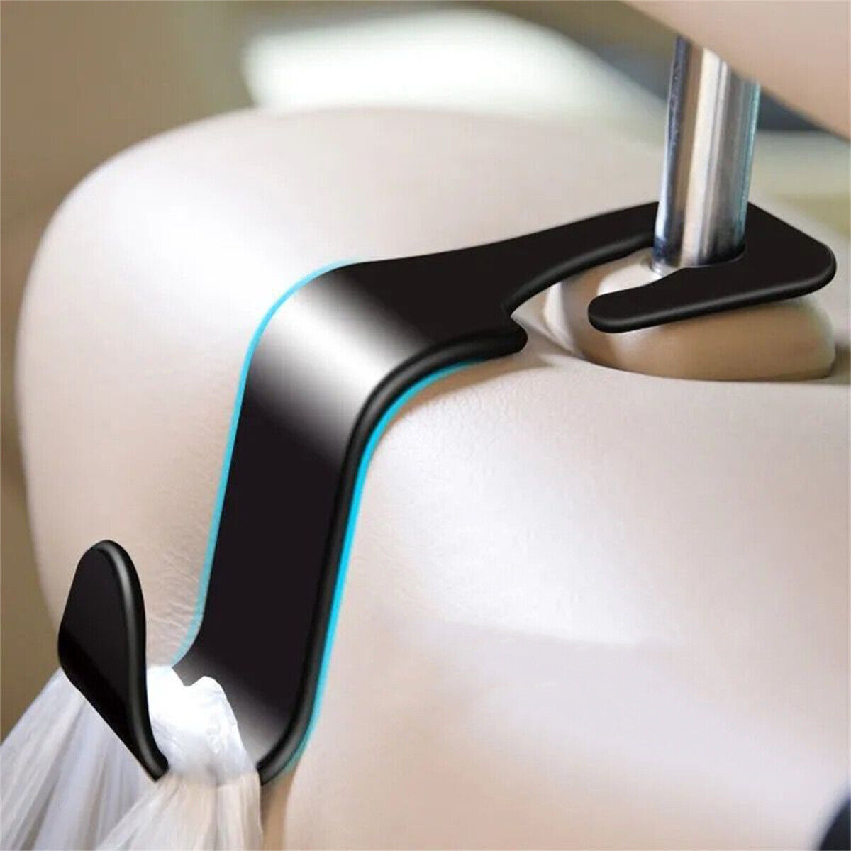 2PCS Car Seat Hook Purse bag Hanger Bag Organizer Holder Clip Accessories Black