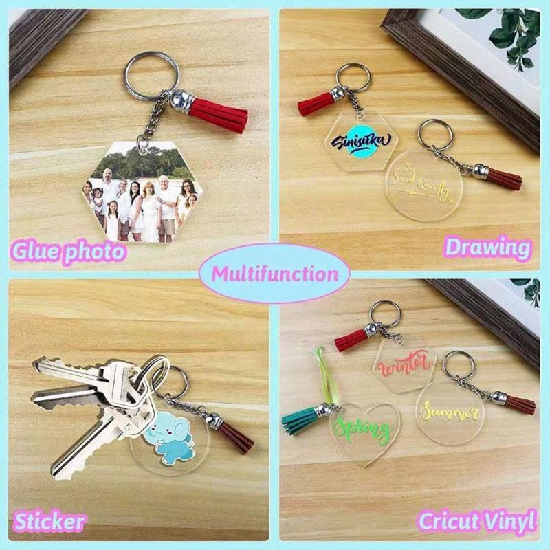 Acrylic Keychain Blanks 148 pcs Bulk Clear Circle Round Heart Shape Acrylic Disc