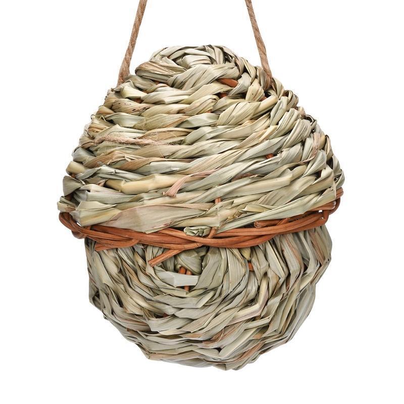 Breathable Bird Hut Hand-Woven Grass Wren Nest Eco-friendly for Sparrow Roosting