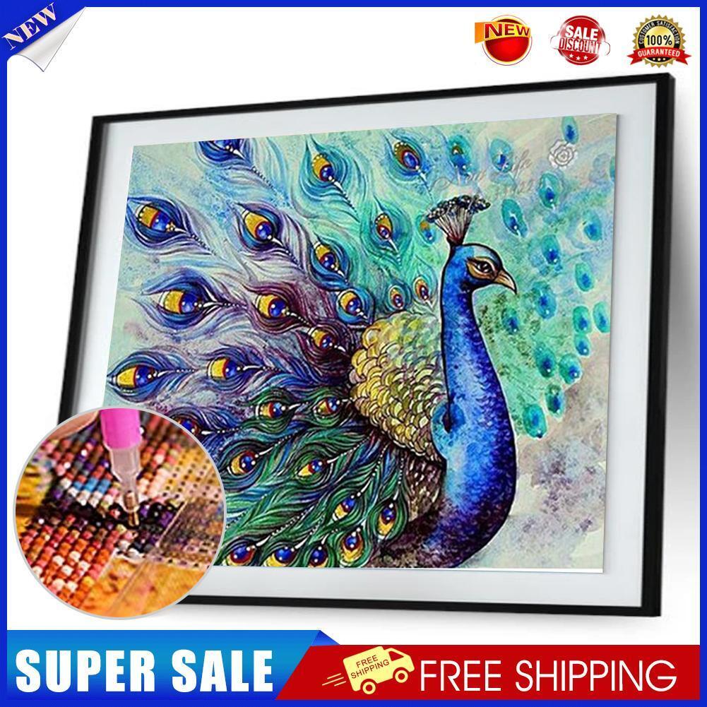 Peacock Flaunting Its Tail 5D Diamond DIY Painting Craft Kit Home Decor