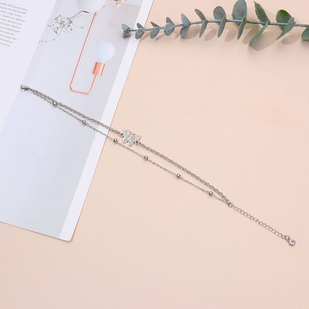 Beaded Heart Adjustable Chain Summer Jewelry Double Layer Foot Anklet Beach