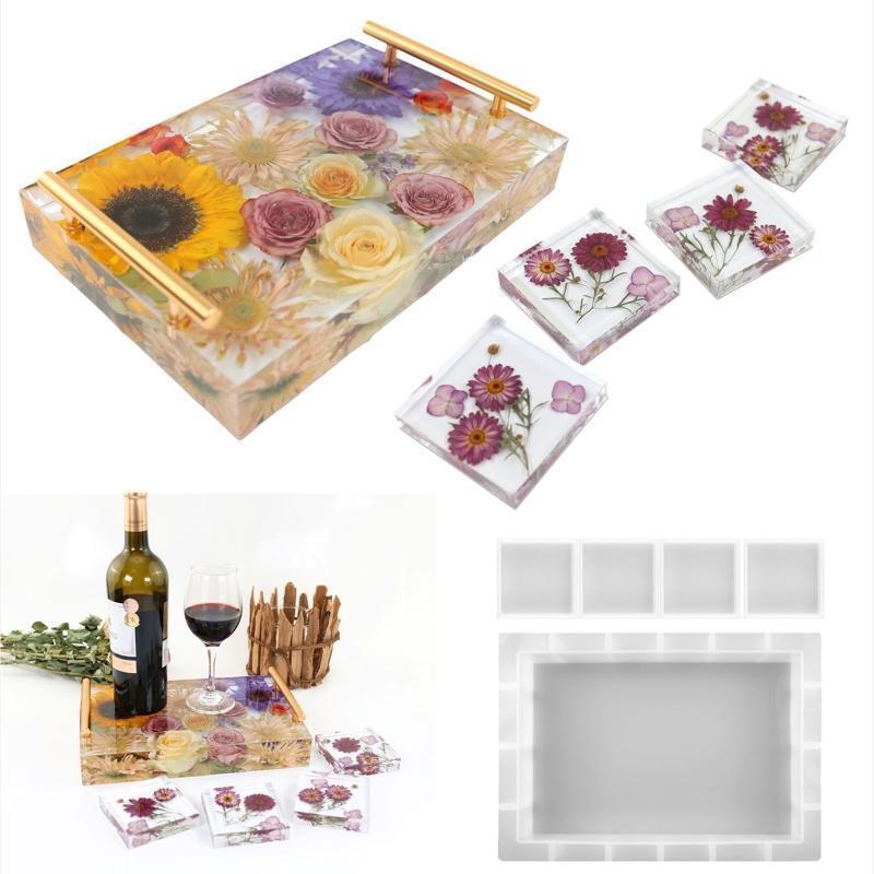 Crystal Epoxy Mold Rectangular Square Tray Mold Fruit Storage Plate Decor Mold