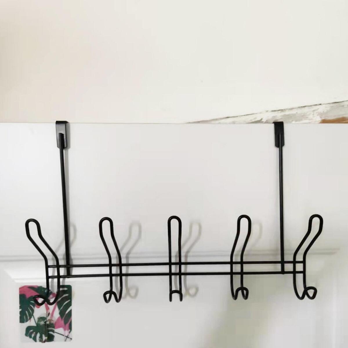 Over The Door Towel Rack 5 Hooks Behind Back of Door for Bag Clothes Robe