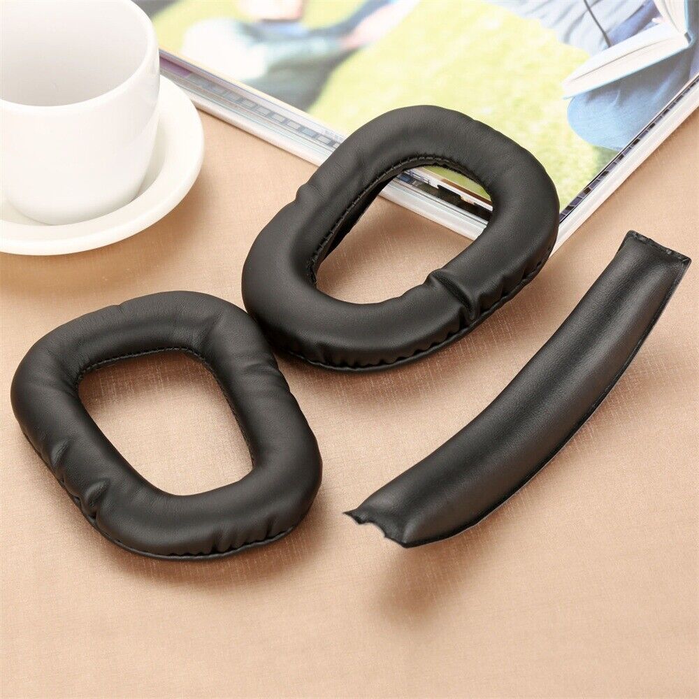 1 Pair High Elasticity Softer Leatherette and Foam Earpads With Headband Black
