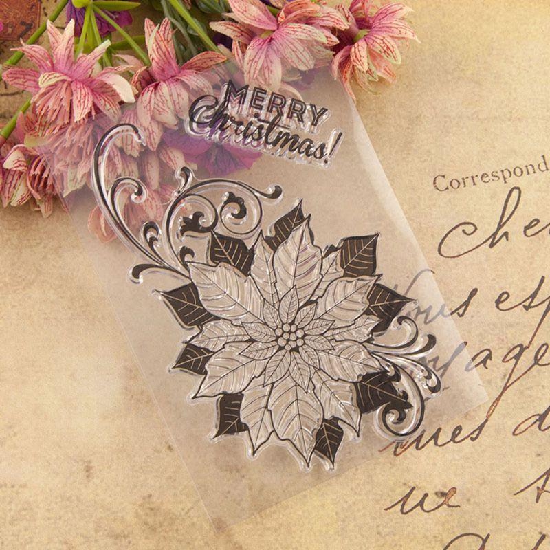 Christmas Flower Silicone Clear Stamp Photo Album Handmade Greeting Card Make