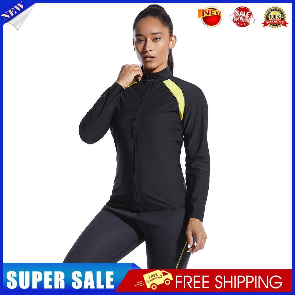 Sauna Sweat Tops Workout Gym Clothes Long Sleeve Sports Running Jacket (L)