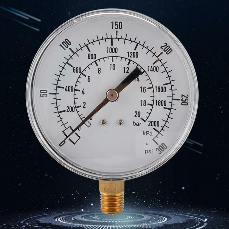 Vaccum Pressure Gauge with Triple Scale 0-300psi 0-2000kpa 0-20bar Pressure Test