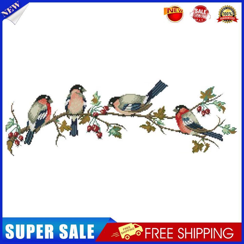 11CT Full Cross Stitch Bullfinch Stamped DIY Animal Printed Wall Art Crafts