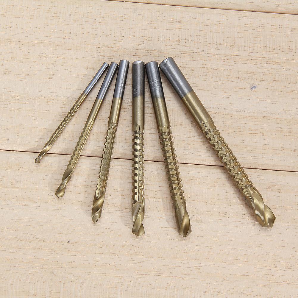 6Pcs HSS High Speed Steel Titanium Coated Drill Bit Set 3/4/5/6/6.5/8mm