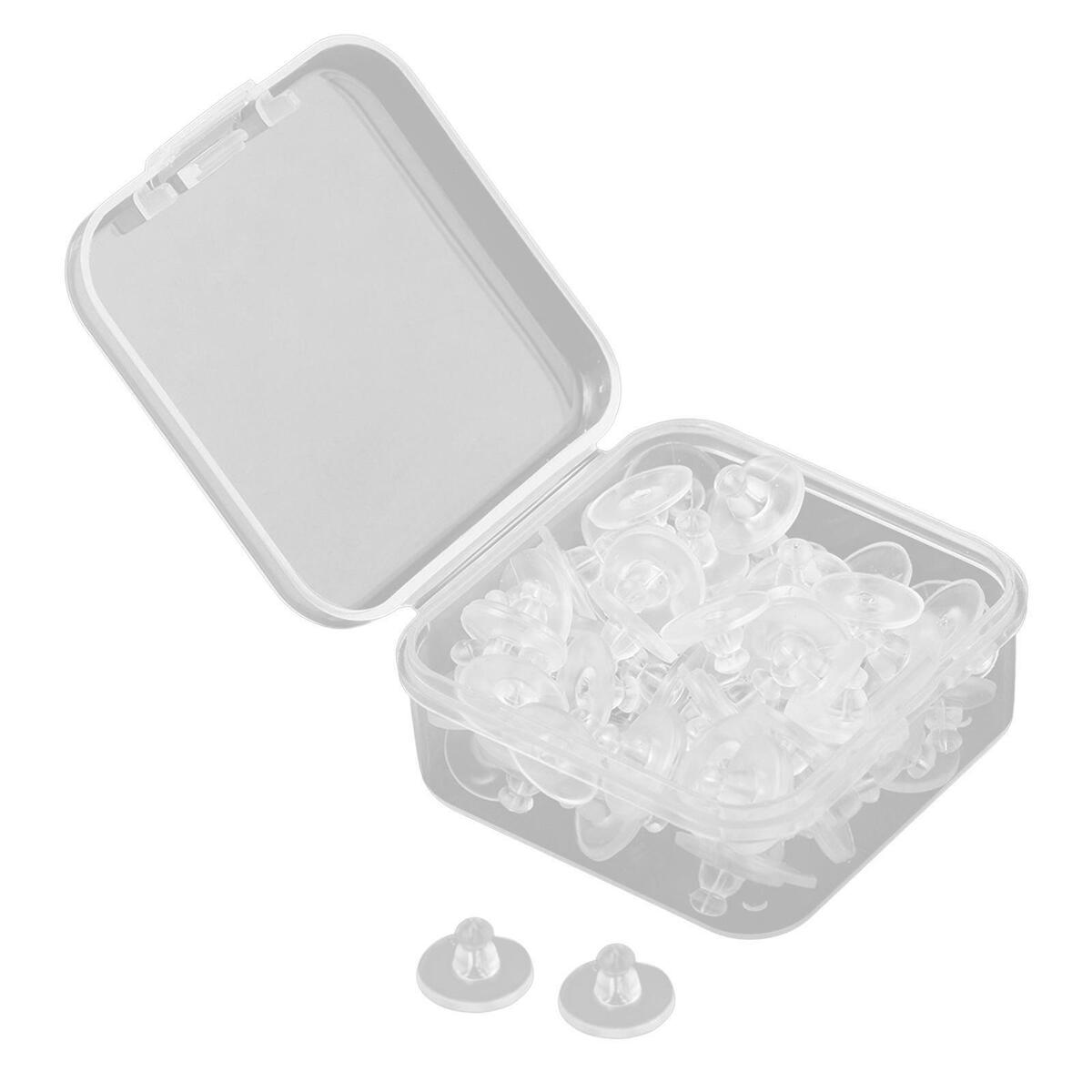 80x 5mm Earring Backs Sleeves Soft Holders Silicone Round Nuts Post Ear Ring