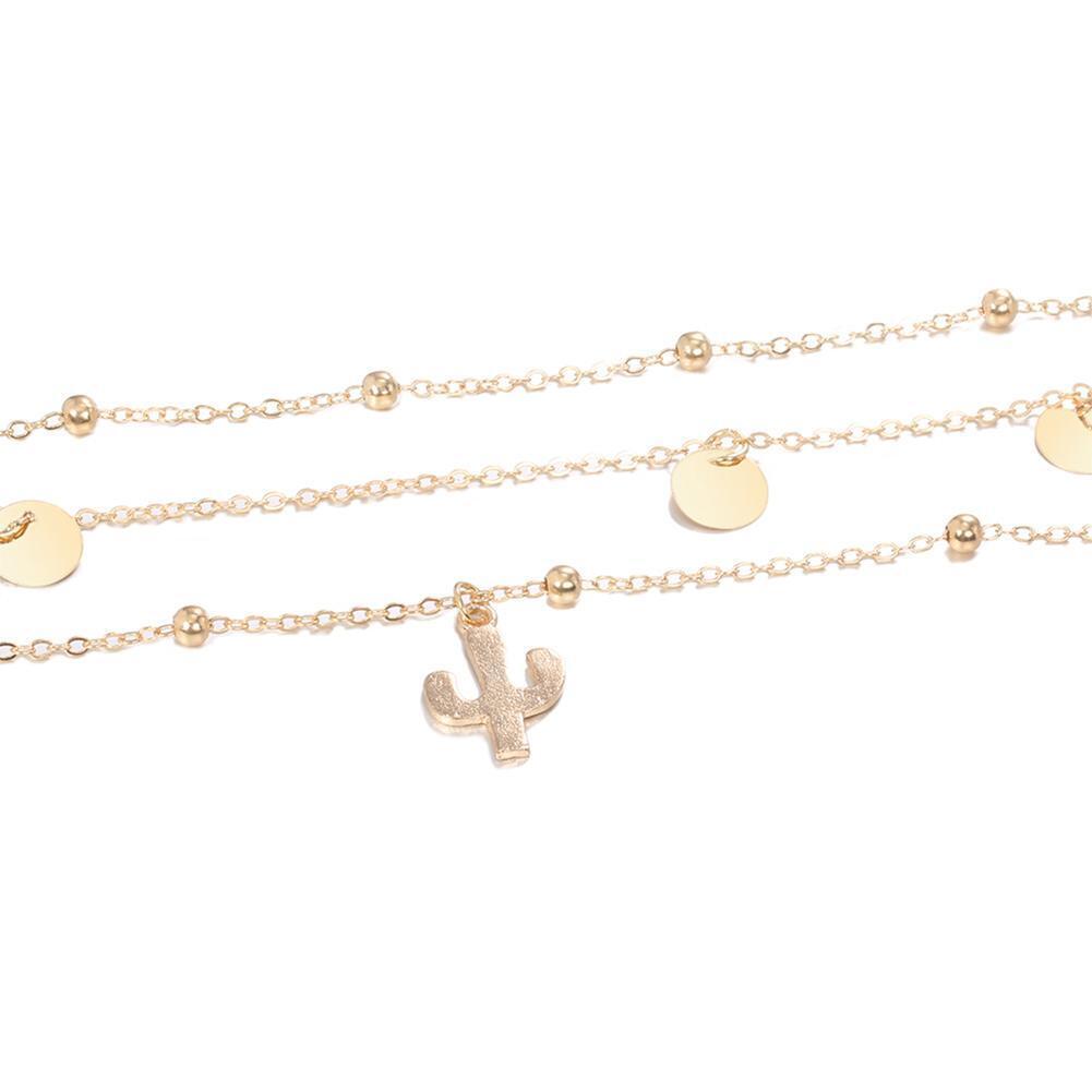 Simple Wafer Beads Pendant Clavicle Chain Women Multilayer Necklace Jewelry