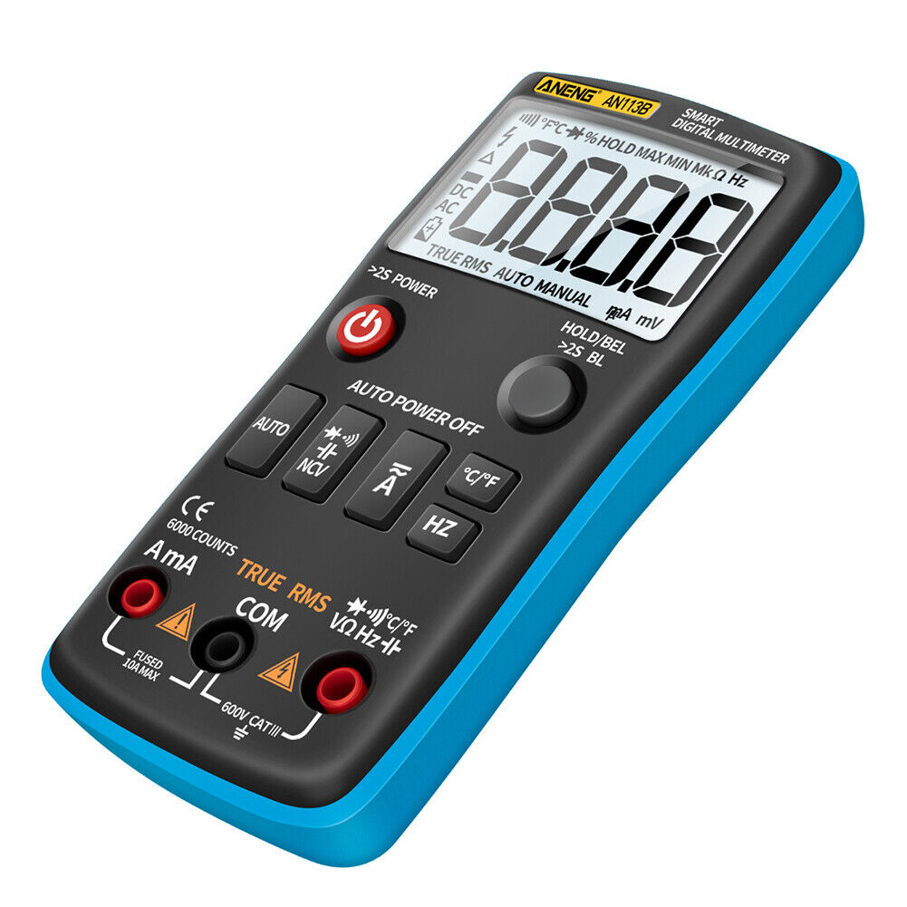 ANENG AN113B 6000 Counts Digital Multimeter True RMS LCD Voltmeter (Blue)
