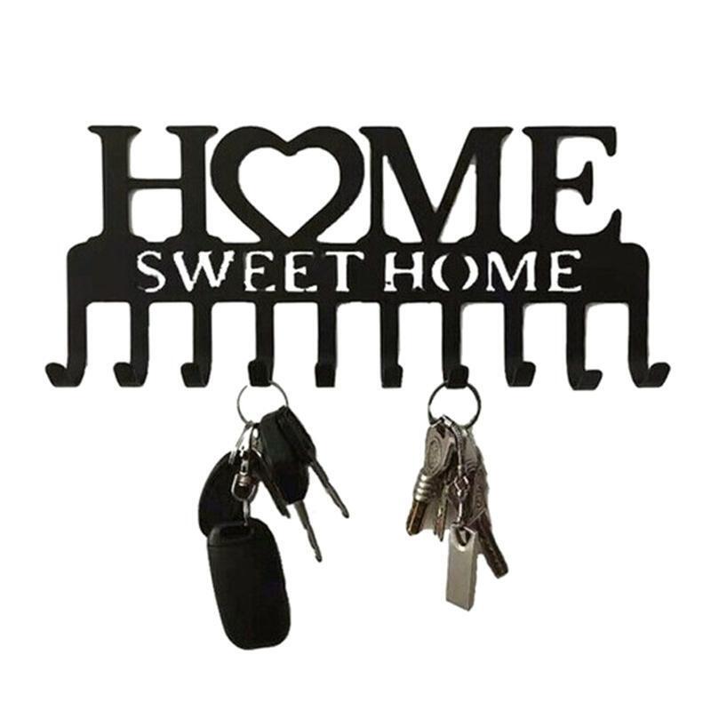 Black Sweet Home Metal Art Household Wall Hook Storage Hanger