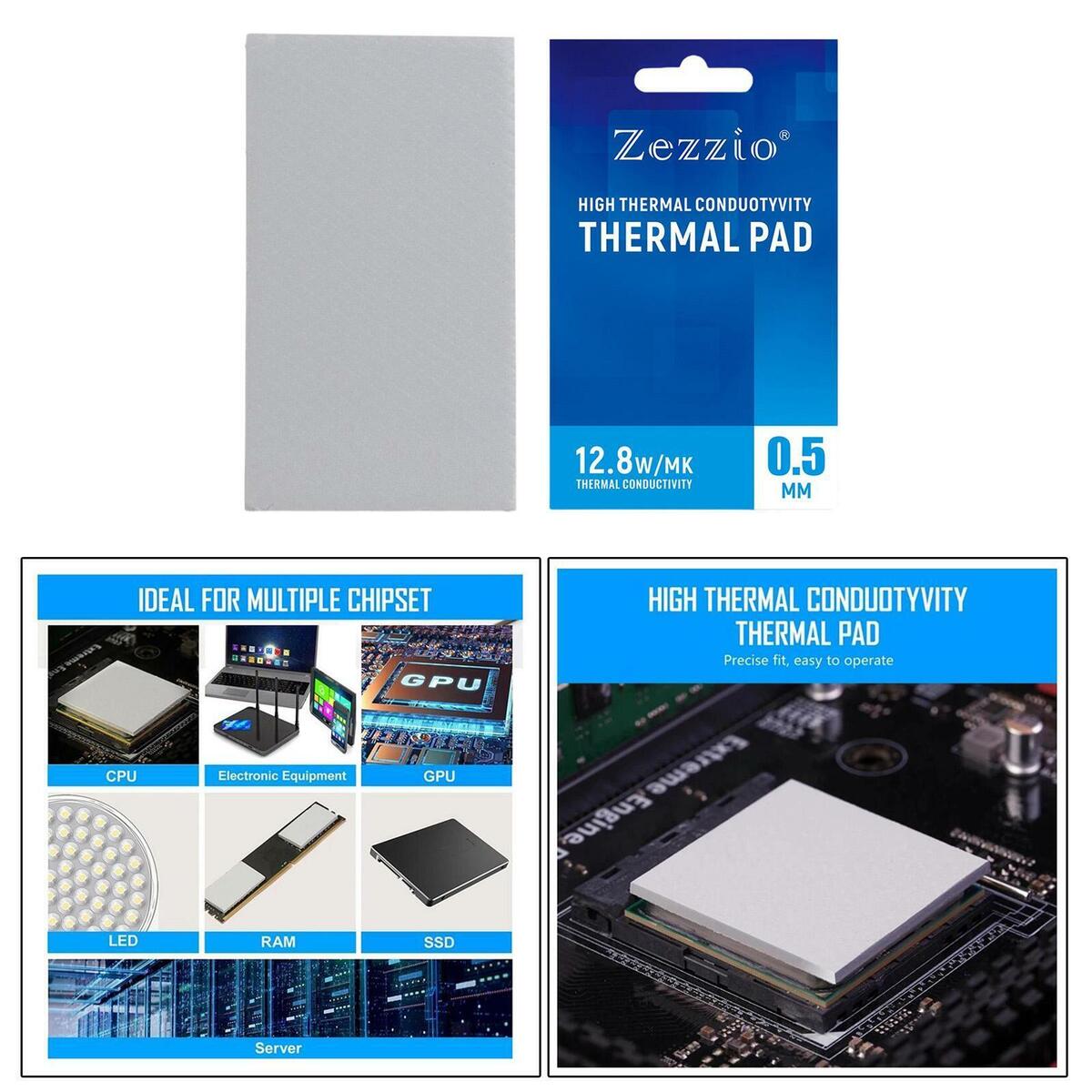 2x Thermal Pad 12.8 W/mK Thickness of 0.5mm+1mm Soft  Laptop Heatsink