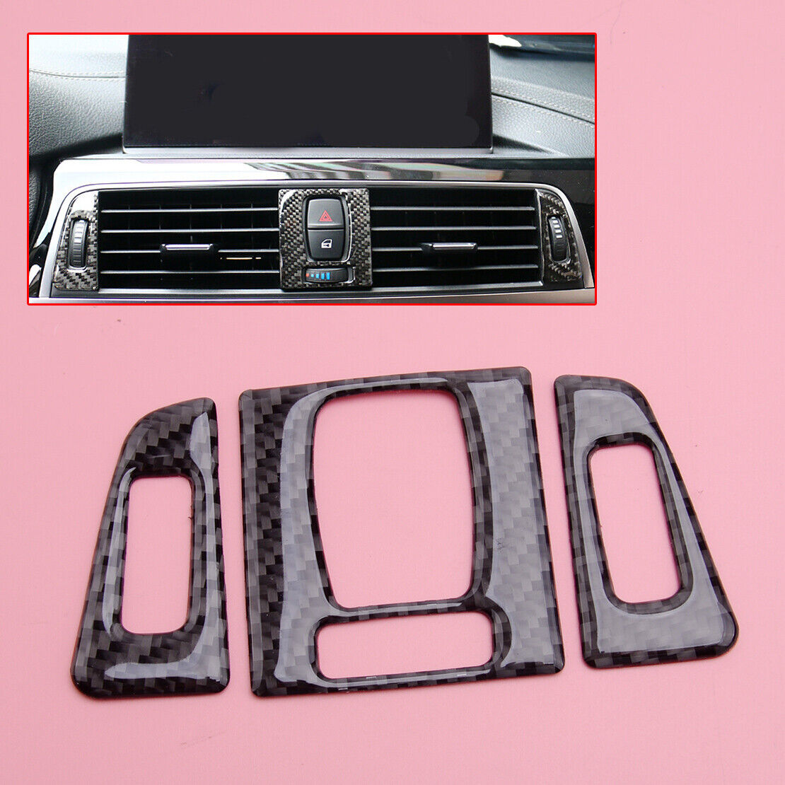 Carbon Center Console Air Outlet Cover Trim Fit For BMW 3 4 F30 F31 F32 F33 F34